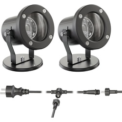 ledscom.de Gartenstrahler KUK für außen, Edelstahl, schwarz, 13,25W je 524lm 30° weiß 2er Set