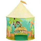 Relaxdays Spielzelt Dschungel, für Kinder, Dschungelzelt Indoor, Hd: 125 x 105 cm, Kinderzelt mit Tür, faltbar, bunt