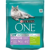 PURINA ONE BIFENSIS Sensitive Katzenfutter trocken, reich an Truthahn, 6er Pack (6 x 800g)