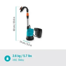 Gardena Akku-Regenfasspumpe 2000/2 18V P4A inkl. Akku 2.5Ah 14602-20