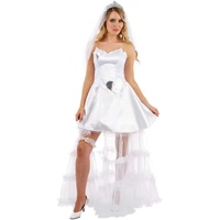 Fun Shack Horror Braut Kostüm Damen, Braut Kostüm Halloween, Horrorbraut Kostüm, Kostüm Braut Damen mit weißer Schleier, Karneval- Kostüm Braut mit Brautschleier Weiß - XL