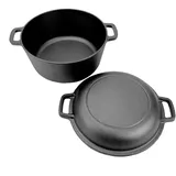 GAUMENKICK Feuertopf 2in1 D: 23cm mit Henkeln Schmortopf Gusstopf Gusspfanne Gusseisen 3,5l
