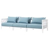 Casa Padrino Luxus Wohnzimmer Sofa mit Kissen Weiß / Hellblau 275,5 x 93 x H. 69 cm - Wohnzimmermöbel