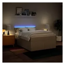 vidaXL Boxspringbett mit Matratze Creme 140x190 cm Stoff