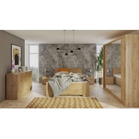 99rooms Mela Schlafzimmerset III Eiche Artisan Hochglanz 180 cm
