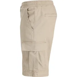 JACK & JONES "JPSTCOLE DYLAN CARGO SHORTS MID", Herren, Gr. S, N-Gr, crockery, Web, Obermaterial: 98% Baumwolle, 2% Elasthan, unifarben, relaxed fit knöchellang, Hosen Cargohose