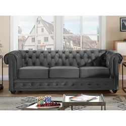 Sofa 3-Sitzer - Samt - Anthrazit - CHESTERFIELD