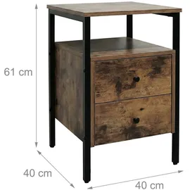 Relaxdays Nachtschrank 2 Schubladen 40 x 40 x 61 cm Braun/Schwarz
