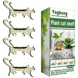 Eayoly 4-teiliges Blumenregal für Katzen – Pflanzen-Blumenständer aus in Katzenform, Home Pflanzendekoration Halterung, Niedlicher Pflanzenständer für das Hausgartenbüro
