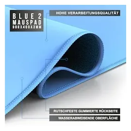 CSL Gaming Mauspad, XXL, 900 x 400 x 3 mm, Schreibtischunterlage, extralarge, waschbar, hellblau