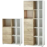 Germania Büromöbel-Set "GW-Lioni", weiß (weiß, navarra, eiche, nachbildung), Holzwerkstoff Metall, Holzwerkstoff, Metall, Arbeitsmöbel-Sets, Büromöbel-Set