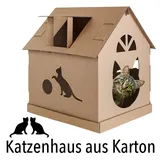 PETIGI Katzenhaus Katzennest Katzenhöhle Haus aus Pappe Kartonhaus Spielhaus für Katzen Katzenburg Katzenturm Katzenmöbel Kratzmöbel Katzenpapphaus