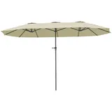 Outsunny Doppel-Sonnenschirm 4 x 2,2 m – Terrassenschirm für den Außenbereich mit Handkurbel, wasserabweisend und UV-Schutz 30+, cremefarben