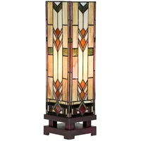 Clayre & Eef Tiffany Tischlampe 15x15x54 cm Beige Glas