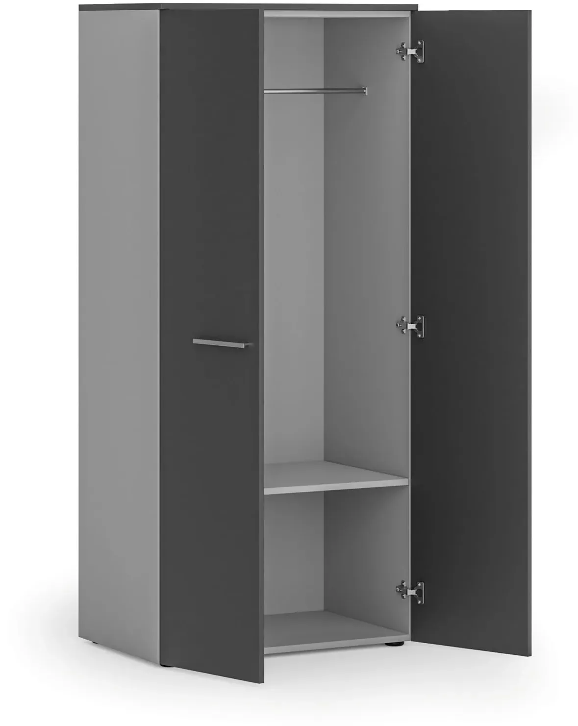 Garderobenschrank mit 1 Regalböden PRIMO GRAY, Kleiderstange, 800 x 500 x 1781 mm, grau/Graphit