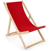 Holz Sonnenliege Strandliege Liegestuhl aus Holz Gartenliege 2 Stück (rot)