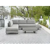 never indoor Rattan Sitzgarnitur 12 tlg. Eckloungeset mit Tischablage & Polsterkissen grau