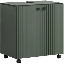 trendteam Waschbeckenunterschrank Grün Rillenoptik 1 Einlegeboden 60 x 64 cm Badezimmer