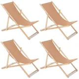 Liegestuhl Strandliege Gartenliege Sonnenliege 4 Stück / Cappuccino / Buchenholz