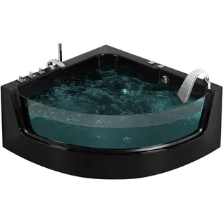 Beliani Whirlpool-Badewanne, schwarz Kunststoff, Dreieckig, 135x59x190 cm Badezimmer,,Badewannen