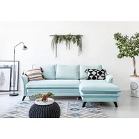 MIUFORM Charming Charlie - Ecksofa mit Bettfunktion und Bettkasten L-FORM RECHTS - 228x150cm - Aqua - Sofa Schlafsofa Couch - Blau