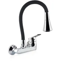 Küchenarmatur Schwarz Wasserhahn flexibler Auslauf Wandarmatur schwenkbar