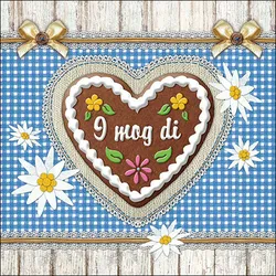 20 Servietten Papier 33x33cm 3-lagig - hochwertige Einweg Papierservietten Lebkuchenherz Edelweiß Motiv Partyservietten bayerisch kariert Oktoberfest