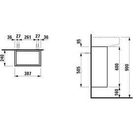 Laufen Waschtischunterschrank 1 Tür 39 x 60 x 24 cm Titan
