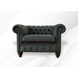 JVmoebel Chesterfield-Sessel, Design Chesterfield Sessel 1 Sitzer Couch Polster Luxus Klassische grau