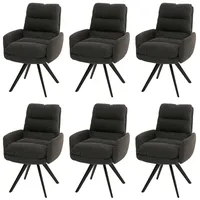 MCW 6er-Set Esszimmerstuhl MCW-G66, Küchenstuhl, drehbar Auto-Position Stoff/Textil Bouclé