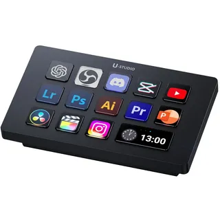 ULANZI D200H 7-in-1 Streamdeck U-Studio Stream Controller, 14 LCD-Tasten und 13 Anpassbaren Makrotasten, Auslösung von Vorgängen auf Plattformen wie OBS, Twitch und YouTube, Kompatibel mit Mac/PC