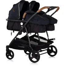 Chipolino Geschwisterkinderwagen Duo Smart klappbar umbaubar verstellbar Fußsack schwarz beige