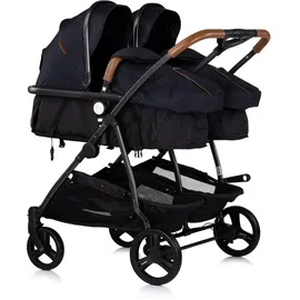 Chipolino Geschwisterkinderwagen Duo Smart klappbar umbaubar verstellbar Fußsack schwarz beige