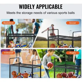 Vevor Ballwagen Rollwagen 1150 x 610 x 912 mm Sportbällen, Abschließbarer Basketballkäfig Ballkäfig, Sportausrüstung für den Innen- und Außenbereich, Rollbar Aufbewahrungswagen aus Stahl für Garagen