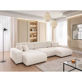 s-style möbel Wohnlandschaft Plüschcord 2-Sitzer Beige