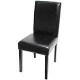 Küchenstuhl Littau, Esszimmerstuhl Stuhl, Leder, schwarz, dunkle Beine