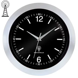 monzana Monzana® Wanduhr Funk Groß 30cm Modern mit Batterien ohne Tickgeräusche Küchenuhr Analog automatische Zeitumstellung Haushalt Funkuhr Anthrazit Silber