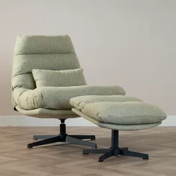 Bronx71 Sessel mit Hocker Cristo Leinen drehbar olivgrün