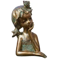 Formano Dekofigur Büste Mädchen bronzefarben 30cm elegant Dekofigur Poly Patina-Effekt braun