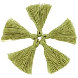 Duories 200 Stück Mini-Quasten, 3 cm Handgefertigt Baumwolle klein Quasten Anhänger, Bunte Bastelquasten Troddel für DIY Tasche Ohrring Schmuck Halskettenherstellung DIY Handwerk Zubehör,Avocado-Grün
