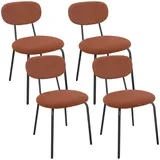 LEWE Esszimmerstühle 4er Set, Stapelbar Polsterstühle, Moderne Küchenstühle mit Unabhängige Rückenlehne, Kleine Runde Metallseitenstühle für Esszimmer, Küche, Restaurant, Schlafzimmer