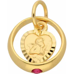 Ketten-Anhänger ADELIA ́S "333 Gold Anhänger Taufring mit Rubin Ø 10,6 mm", rot, Schmuckanhänger, Damen, Damen, Gelbgold 333, mit Rubin Goldschmuck für Damen