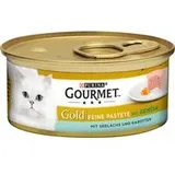Mixpaket Gourmet Gold Feine Katzenfutter  Pastete 48 x 85 g - Mix 7: Ente/Spinat, Seelachs/Karotte, Forelle/Tomate, Lamm/Bohnen