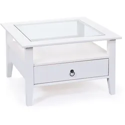 Inter Link Couchtisch Provence mit 1 Schublade aus Kiefer Massivholz - Weiss
