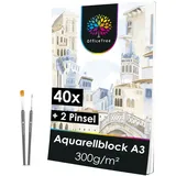OfficeTree Aquarellpapier Block 40 Blatt 300 g/m2 weiß