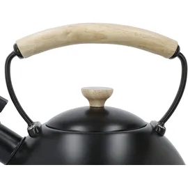 La Cafetière Wasserkessel LA CAFETIÈRE "La Cafetière", schwarz, B:19cm H:19cm L:19cm, Töpfe, pfeifend, mit Holzgriff, 1,6 Liter, Induktion