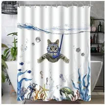 lerores Duschvorhang Katzenschwimme 240 x 200 cm Antischimmel Textil