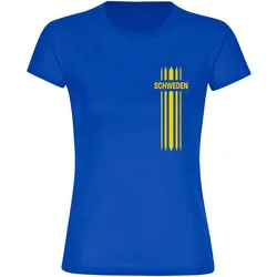 multifanshop Damen T-Shirt - Schweden - Streifen - Druck gelb - Frauen