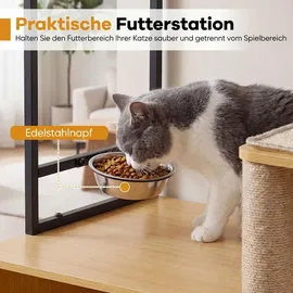 Costway Kratzbaum mit Katzenklo Schrank, für Katzentoilette, Katzenkratzbaum mit Futterstation, Sisalpfosten, Kratzmatten & Eingang, Katzenhaus Holz, Futterstation,Sisalpfosten&Kratzma... Naturbelassen