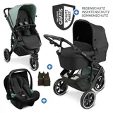 ABC-Design ABC Design 3in1 Kinderwagen-Set Salsa Run - Babywanne, Babyschale Tulip, Sportsitz mit XXL Zubehörpaket (mit Sportzulassung, Luftbereifung & Handbremse) - Aqua